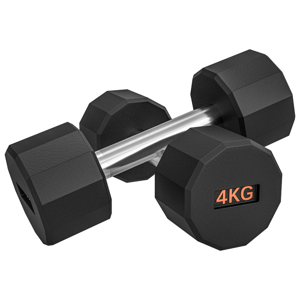 SPORTNOW Dumbbells Weights Set with 12-Sided Shape and Non-Slip Grip for Men Women Home Gym Workout, 2 x 4kg