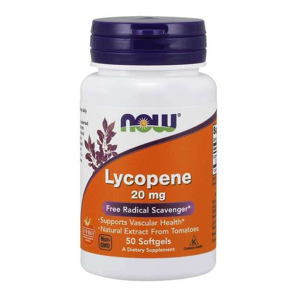 NOW Foods Likopen 20mg Na Zdrowie Naczyń Krwionośnych i Prostaty 50 Kapsułek Miękkich