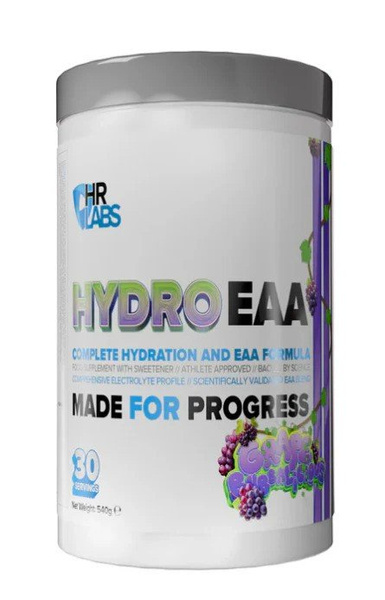 HR Labs HydroEAA Grape Bubbalicious EAA i Elektrolity w Proszku Na Nawodnienie i Wydajność 540g