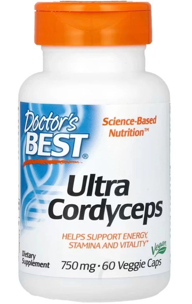 Doctor's Best Ultra Cordyceps Kordyceps Chiński 750mg Na Energię i Witalność 60 Kapsułek