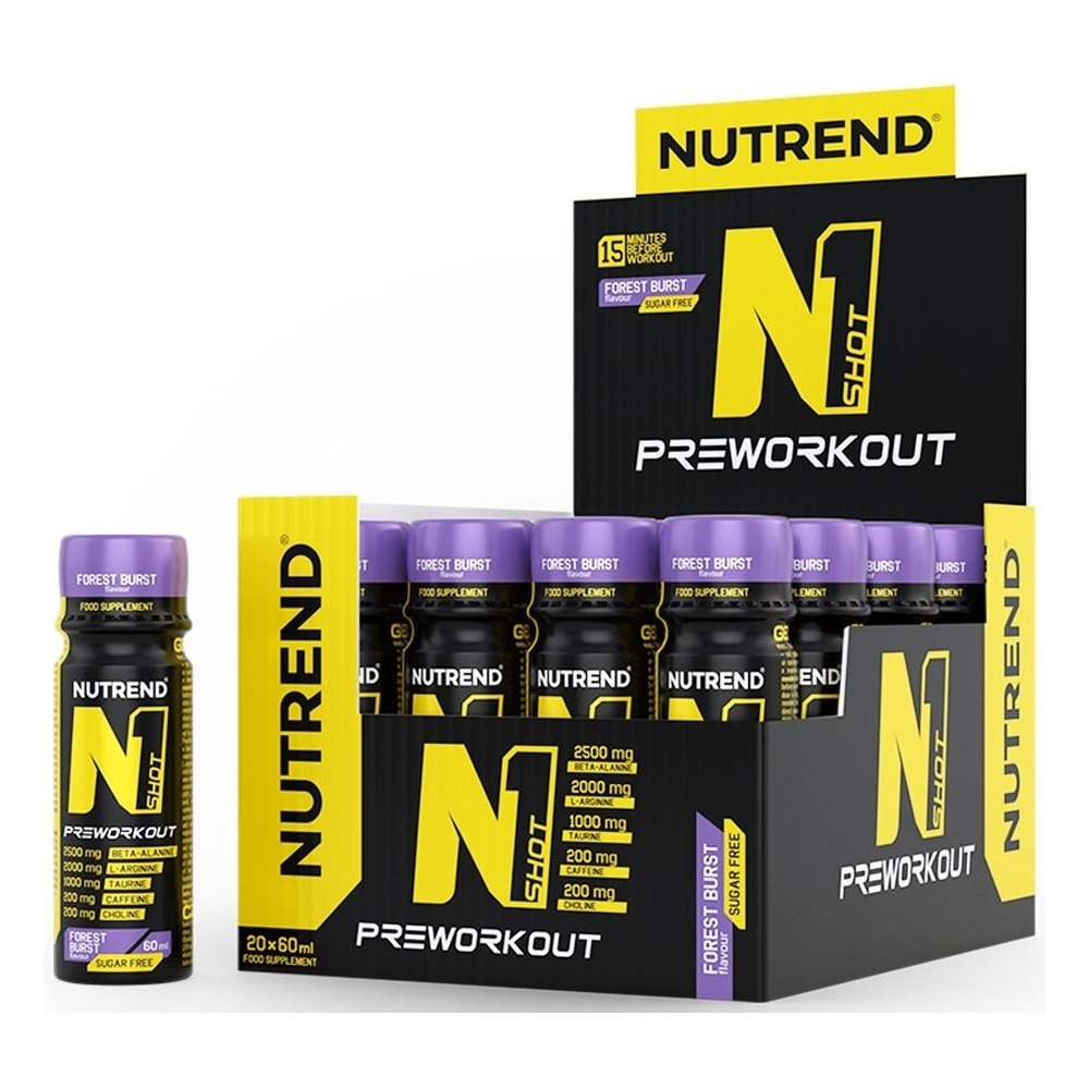 Nutrend N1 Shot Owoce Leśne Przedtreningowy Stymulant dla Sportowców 20 x 60ml