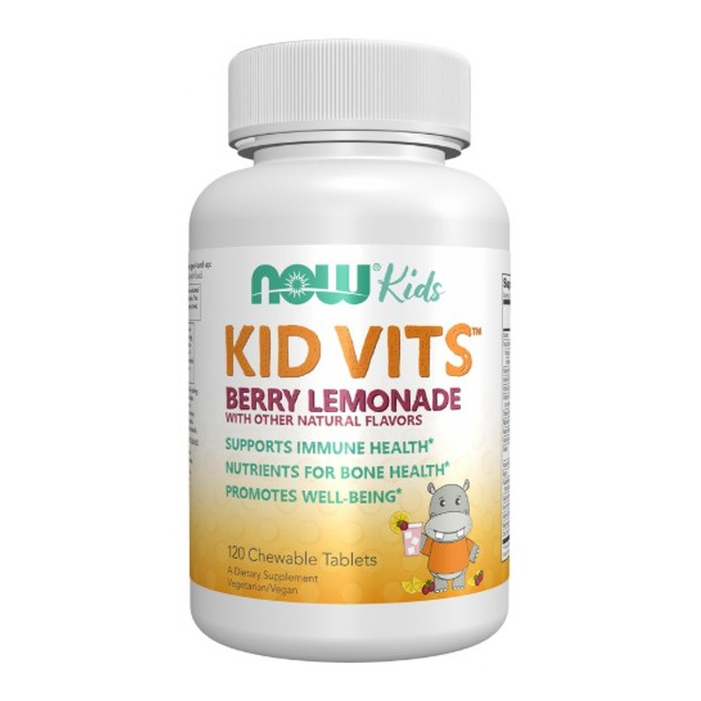 NOW Foods Kid Vits Berry Blast Multiwitamina dla Dzieci Na Odporność i Zdrowe Kości 120 Tabletek do Żucia