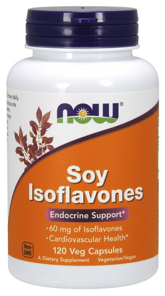 NOW Foods Izoflawony Sojowe 60 mg na Zdrowie Sercowo-Naczyniowe 120 Kapsułek