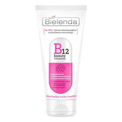 Bielenda B12 Beauty Vitamin Witaminowy Żel do Twarzy z Peelingiem dla Skóry Bardzo Suchej i Wrażliwej 150ml