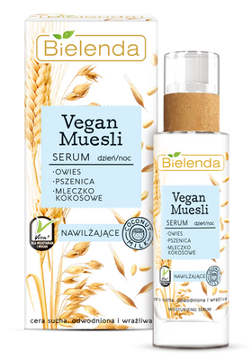 Bielenda Vegan Muesli Nawilżające Serum z Pszenicą Owsem i Mleczkiem Kokosowym do Suchej Cery 30ml