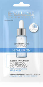 Eveline Concentrated Formula Hyaluron Głęboko Nawilżająca Maseczka do Twarzy dla Skóry Suchej i Odwodnionej 8ml