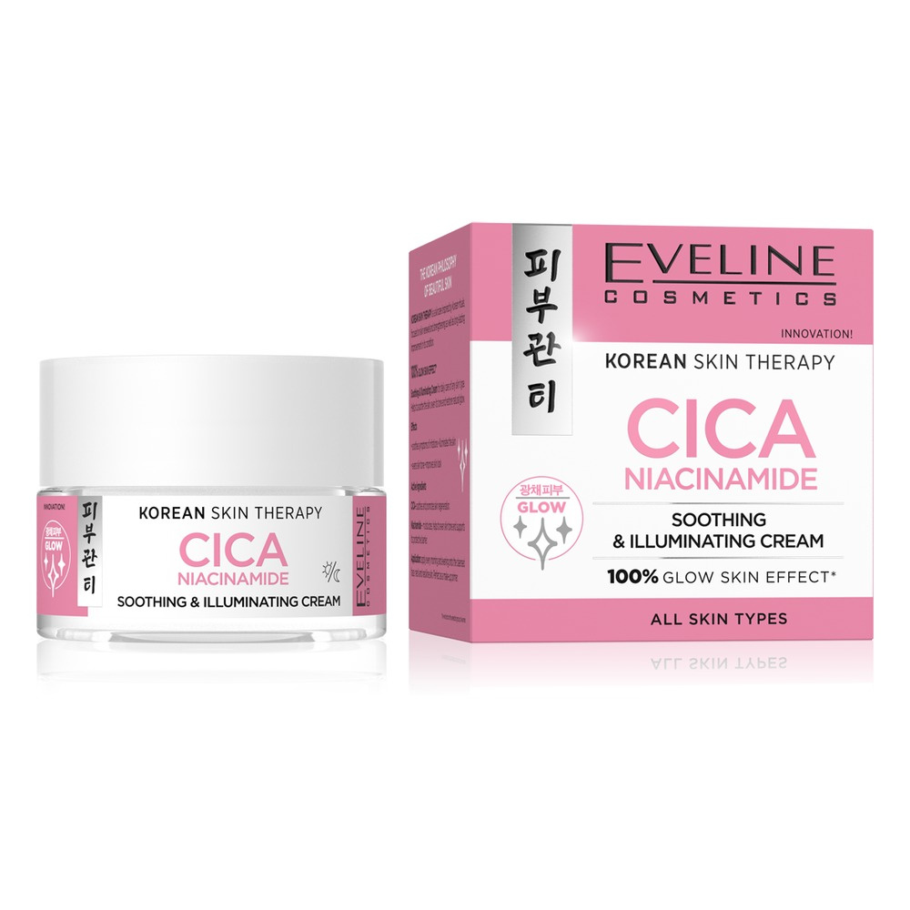 Eveline Cosmetics Korean Skin Therapy Cica Niacynamid Kojący Krem Rozświetlający 50ml