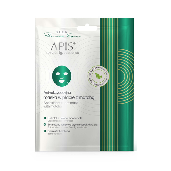 Apis Home Spa Antyoksydacyjna Maska W Płachcie z Matcha 1 szt