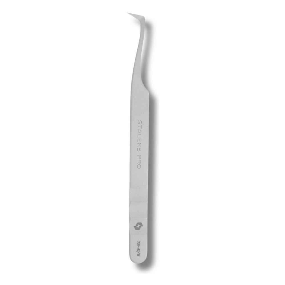 Staleks Pro Profesjonalna Pęseta do Rzęs EXPERT 41 TYPE 6 w Kształcie Litery L 75' 110mm 1 Sztuka