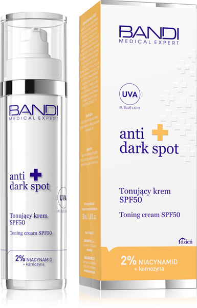 Bandi Anti Dark Spot Tonujący Krem SPF50 Ochrona przed Przebarwieniami i Przedwczesnym Starzeniem Skóry 50ml