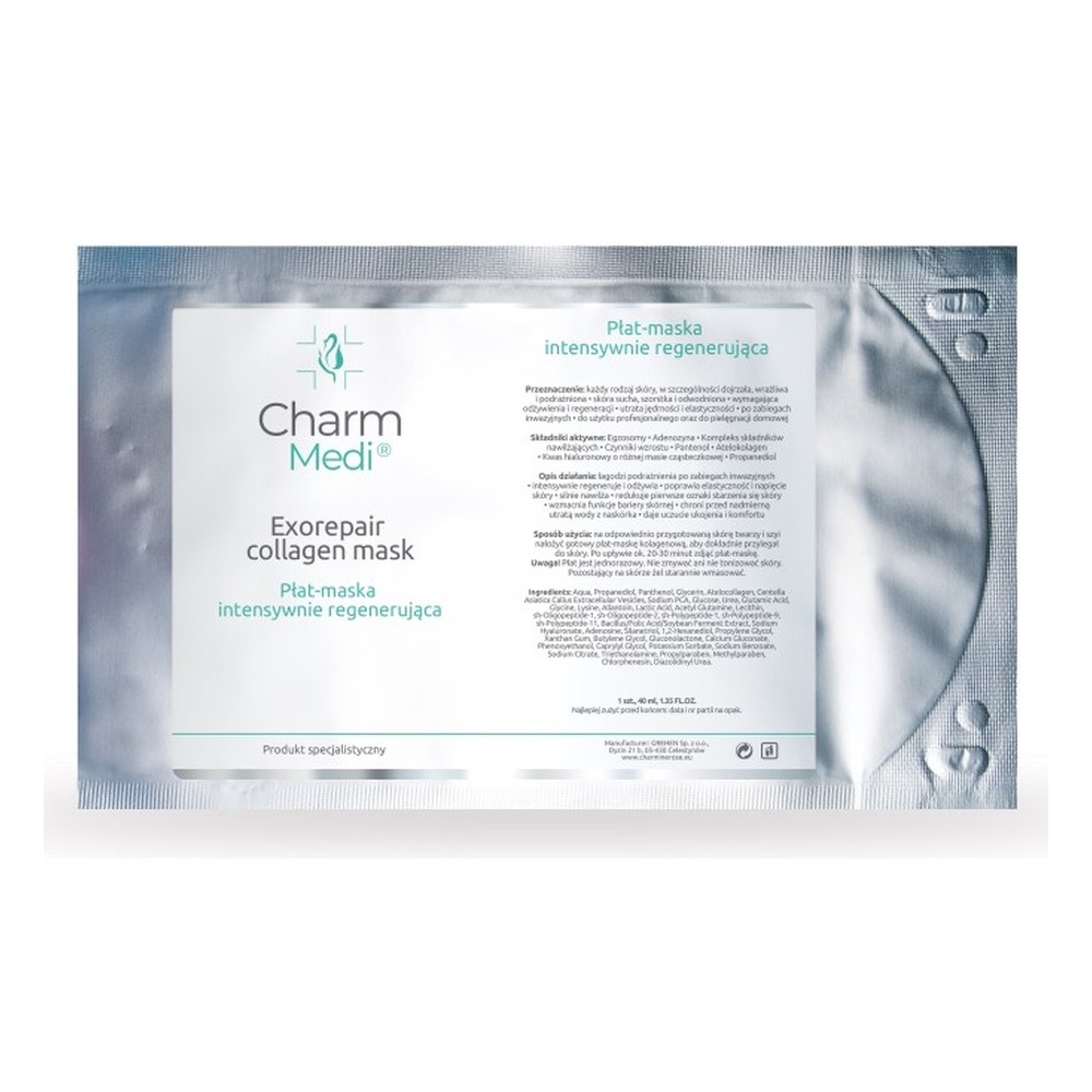 Charmine Rose Exorepair Collagen Mask Intensywnie Regenerująca Płat-Maska Kolagenowa 1 Sztuka