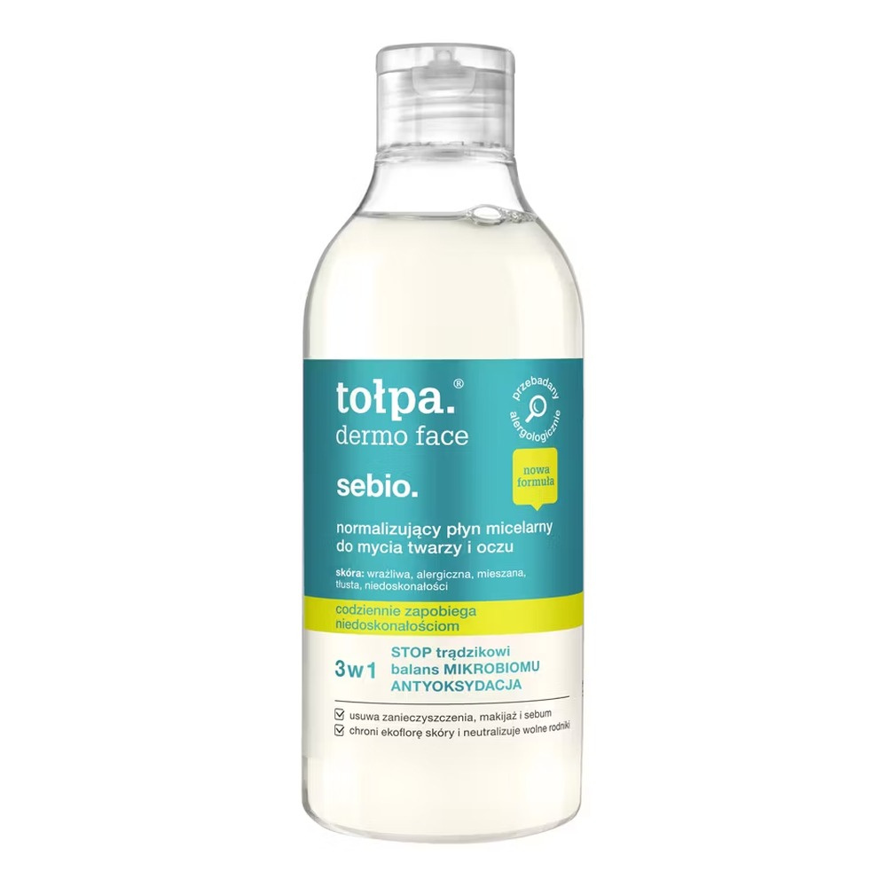 Tołpa dermo face sebio. normalizujący płyn micelarny do mycia twarzy i oczu, 400ml