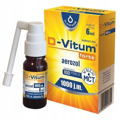 D-Vitum Forte 1000 j.m. Witamina D w Aerozolu dla Dzieci i Dorosłych 6ml