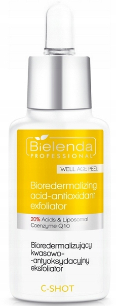 Bielenda Professional C-Shot Well Age Peel Bioredermalizujący Kwasowo-Antyoksydacyjny Eksfoliator 20% Acids & Liposomal Coenzyme Q10 dla Skóry Dojrzałej 30ml