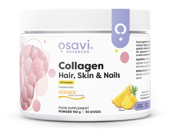 Osavi Collagen Peptides Kolagen Włosy Skóra i Paznokcie Ananas 150g
