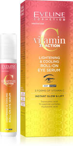 Eveline Witamina C 3x Action Rozjaśniająco-Chłodzące Serum pod Oczy w Roll-Onie na Dzień i Noc 15ml