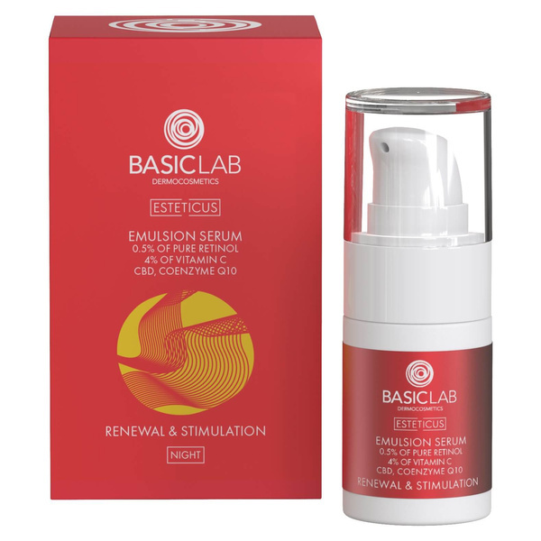BasicLab Esteticus Przeciwzmarszczkowe Serum na Noc z 0.5% Czystego Retinolu 15ml