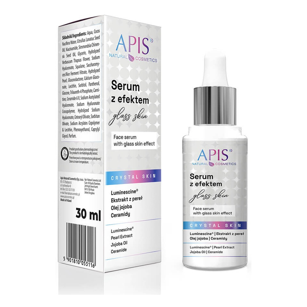 Apis Crystal Skin Serum do Twarzy z Efektem Glass Skin dla Skóry Suchej Matowej 30ml