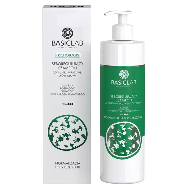 BasicLab Dermocosmetics Szampon Seboregulujący do Skóry Głowy Tłustej i Wrażliwej 300ml