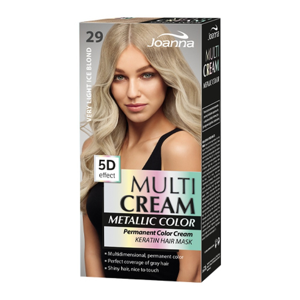 Joanna Multi Cream Metallic Color Farba Pielęgnująca 29 Bardzo Jasny Odcień Śnieżnego Blondu 60x40x20g