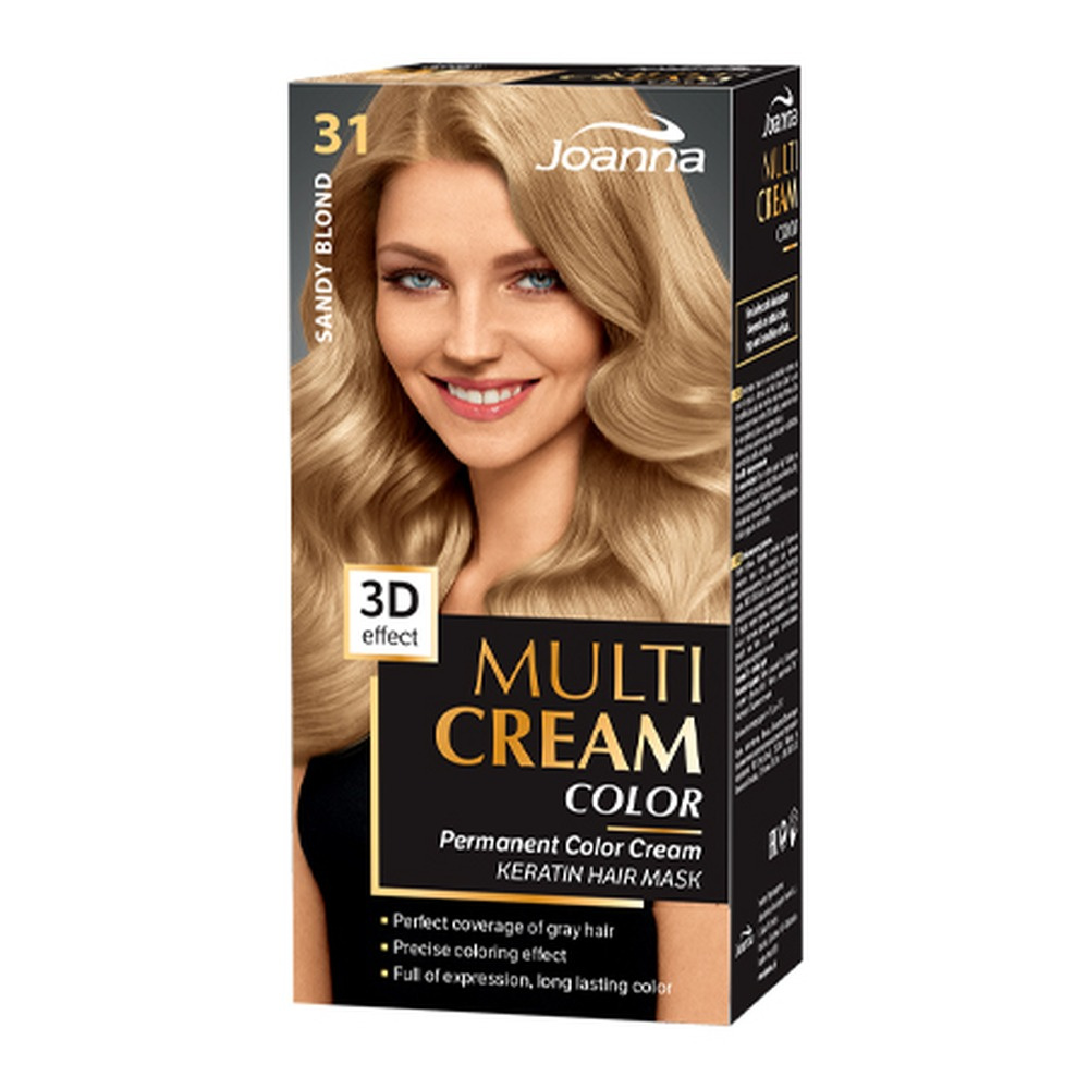 Joanna Multi Cream Trwały Intensywny Kolor Włosów Farba Pielęgnująca 31 Piaskowy Blond 60x40x20g