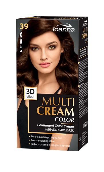 Joanna Multi Cream Trwały Intensywny Kolor Włosów Farba Pielęgnująca 39 Orzechowy Brąz 60x40x20g