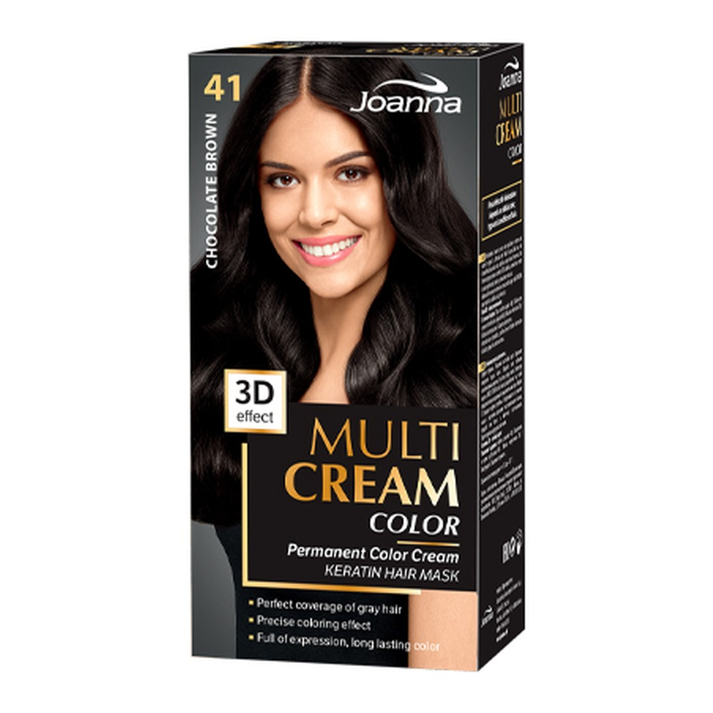Joanna Multi Cream Trwały Intensywny Kolor Włosów Farba Pielęgnująca 41 Czekoladowy Brąz 60x40x20g