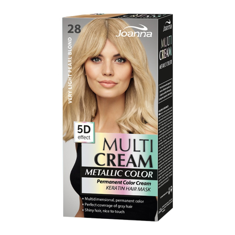 Joanna Multi Cream Metallic Color Farba Pielęgnująca 28 Bardzo Jasny Perłowy Blond 60x40x20g