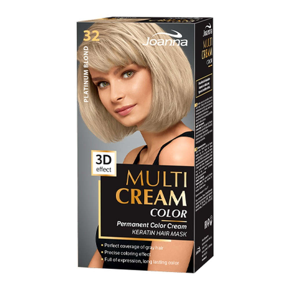 Joanna Multi Cream Trwały Intensywny Kolor Włosów Farba Pielęgnująca 32 Platynowy Blond 60x40x20g