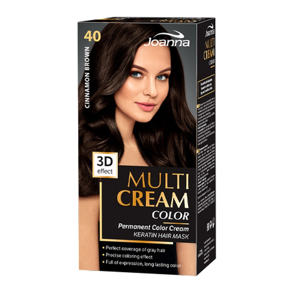 Joanna Multi Cream Trwały Intensywny Kolor Włosów Farba Pielęgnująca 40 Cynamonowy Brąz 60x40x20g