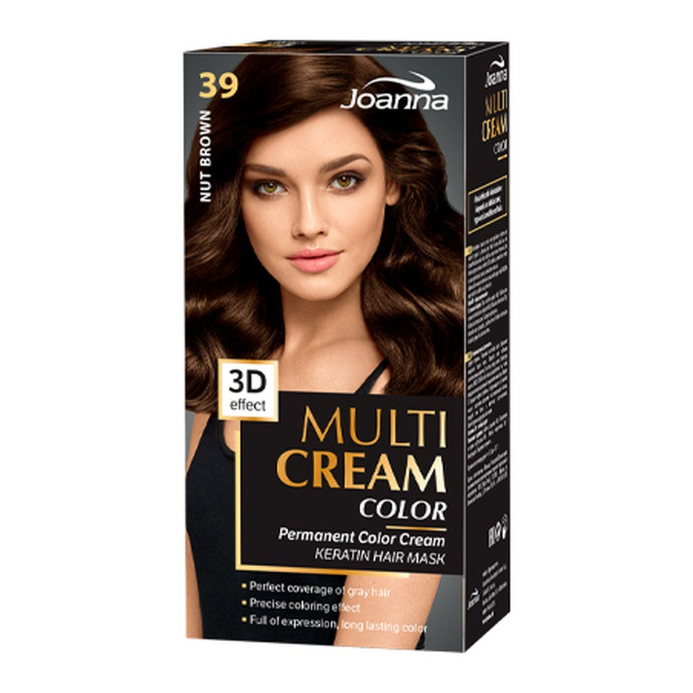 Joanna Multi Cream Trwały Intensywny Kolor Włosów Farba Pielęgnująca 39 Orzechowy Brąz 60x40x20g