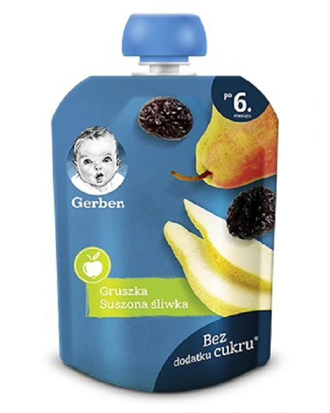 Gerber Deserek Mus Gruszka Suszona Śliwka dla Niemowląt po 6 Miesiącu 80g Best Before 30.09.26