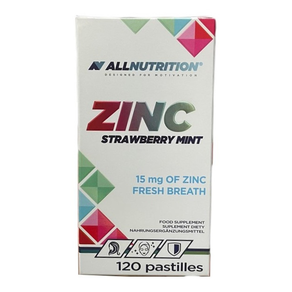 Allnutrition Zinc 15mg Wspomaga Układ Odpornościowy Truskawka Mięta 120 Pastylek