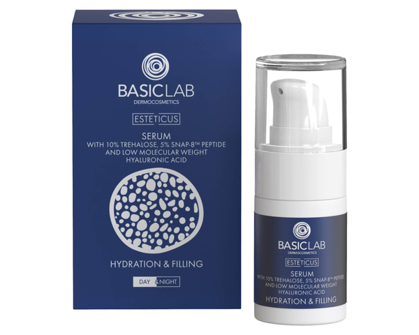 BasicLab Serum z Trehalozą 10% i 5% Peptydem Nawilżenie i Wypełnienie 15ml