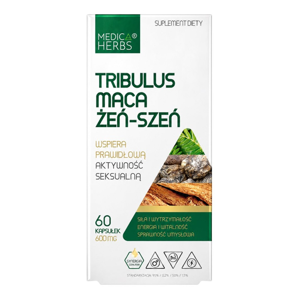 MEDICA HERBS Tribulus + Maca + Żeń-Szeń + Kora Sosny 60 Kapsułek