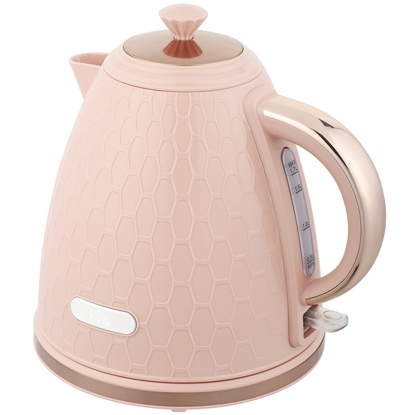 HOMCOM 3kW Rapid Boil Honeycomb Kettle - Light Pink
