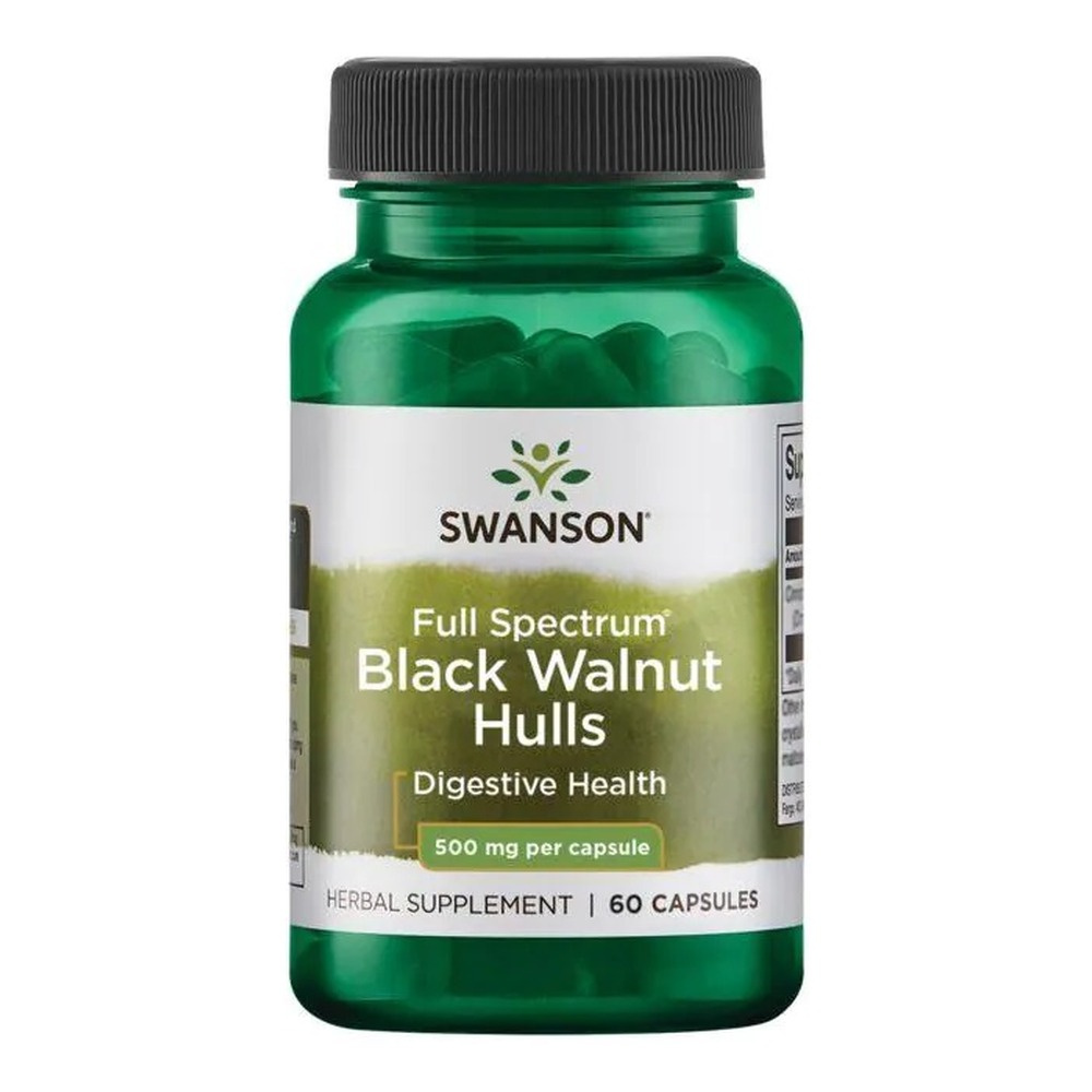 Swanson Łuski Orzecha Czarnego 500mg na Wsparcie Oczyszczania 60 Kapsułek