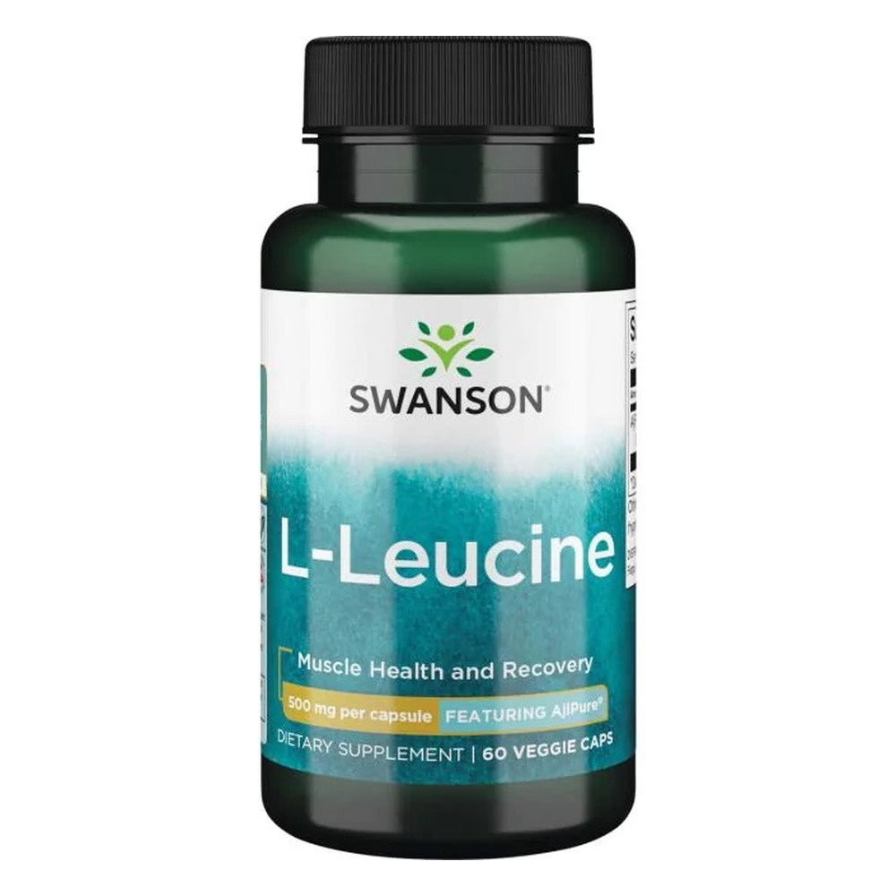 Swanson AjiPure L-Leucyna 500mg na Regenerację i Wytrzymałość 60 Kapsułek