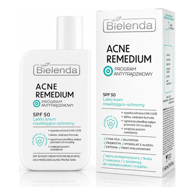 Bielenda Acne Remedium SPF 50 Lekki Krem Nawilżający i Ochronny 40ml