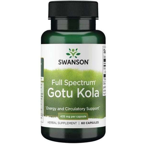 Swanson Gotu Kola 435mg Wąkrotka Azjatycka Wspierająca Pamięć i Krążenie 60 Kapsułek