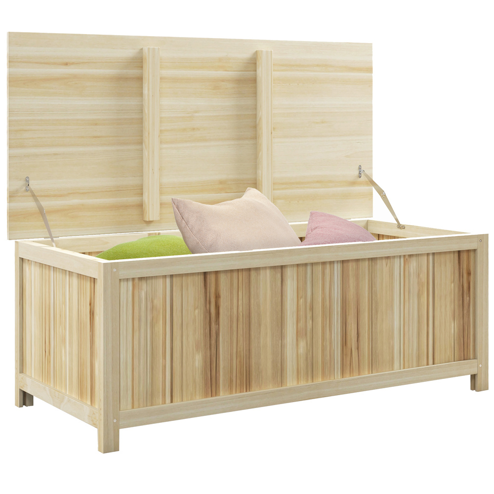 Outsunny 172 Litre Outdoor Storage Box, Wooden terrace Box Garden Storage Container, Natural