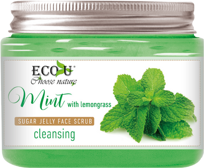 EcoU Mięta Trawa Cytrynowa Cukrowy Peeling Galaretka do Twarzy Oczyszczający 140g