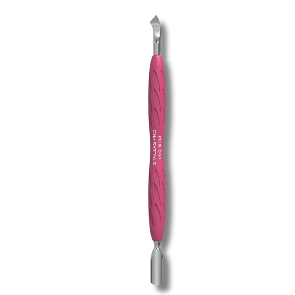 Staleks Pro UNIQ  Kopytko do Manicure Gummy z Silikonową Rękojeścią UNIQ 10 TYPE 4.2 Popychacz Wąski Zaokrąglony i Ostrze Wygięte 1 Sztuka