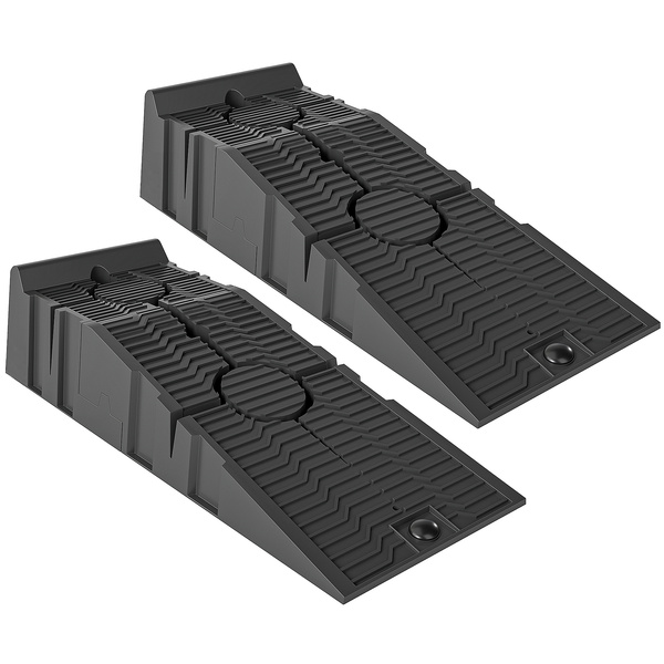 DURHAND 2 PCs Car Ramps Heavy Duty 2.5 Ton Motorhome Levelling Ramps, Plastic Garage Workshop Car Lift, Portable Automotive Vehicle Campervan Car Ramp, Black
