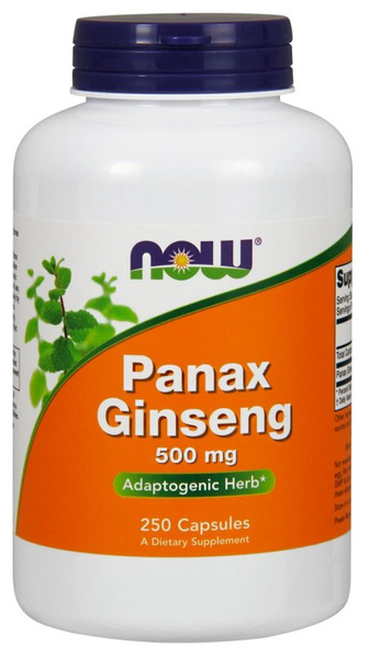 Now Foods Panax Ginseng 500mg Żeń-Szeń Koreański Wzmacnia Organizm 250 Kapsułek