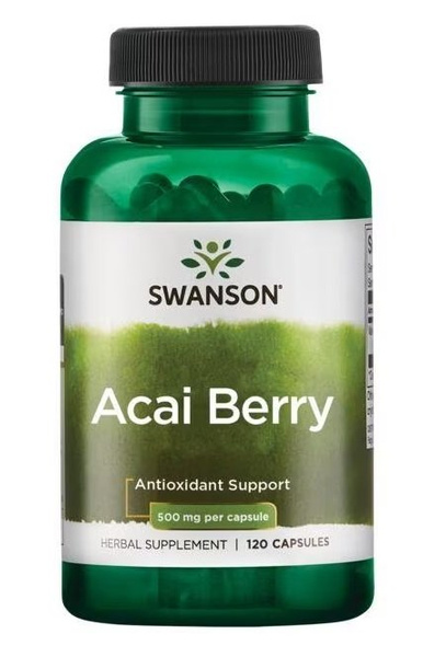 Swanson Acai Berry 500mg Ekstrakt z Owoców Acai na Ochronę Antyoksydacyjną 120 Kapsułek
