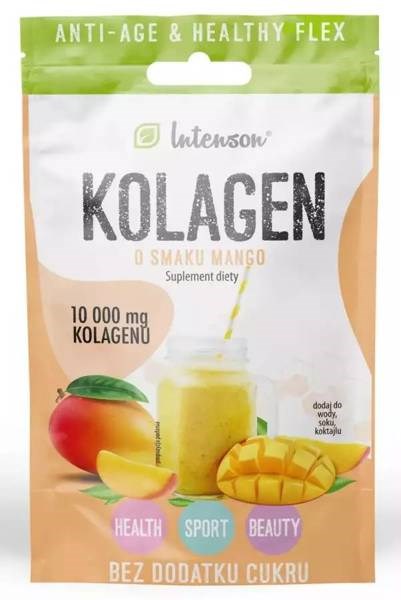 Intenson Kolagen o Smaku Mango z Kwasem Hialuronowym i Witaminą C w Proszku 10.9g