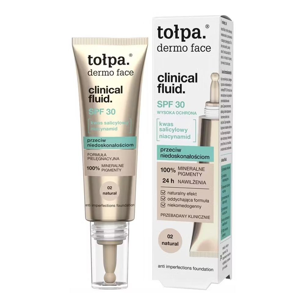 Tołpa dermo face clinical fluid. podkład przeciw niedoskonałościom, 02 NATURAL, 25ml