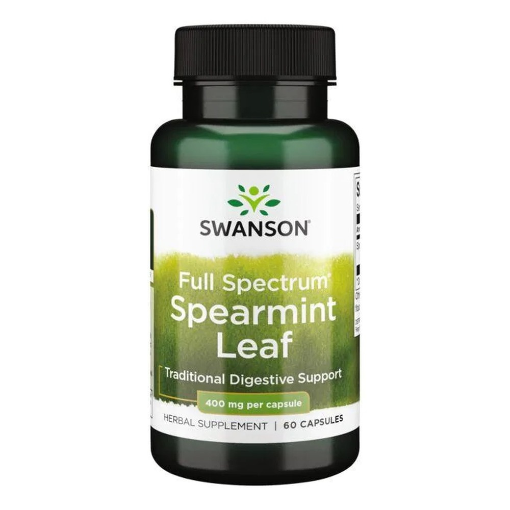 Swanson Full Spectrum Liść Mięty Zielonej 400mg na Wsparcie Trawienia 60 Kapsułek
