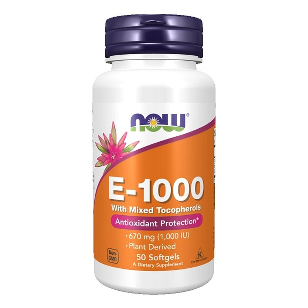 Now Foods Vitamin E-1000 Natural Mixed Tocopherols Wspiera Odporność 50 Kapsułek